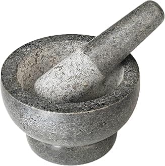 Cole & Mason Granite Mortar & Pestle - Unpolished Stone Mortar Bowl & Pestle - Home Kitchen Essentials & Cooking Accessories - Non-Porous Mortar & Pestle Spice Grinder Set - 5.5"