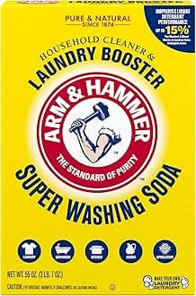 ARM & HAMMER Super Washing Soda Household Cleaner and Laundry Booster, 55 oz Box