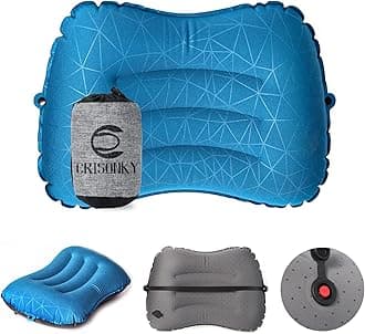 Camping Pillow - Inflatable Pillow - Travel Pillows for Backpacking & Airplane, Lumbar Support 2.0 Blow Up Pillow, Ultralight Compressible, Comfortable, Ergonomic Pillows