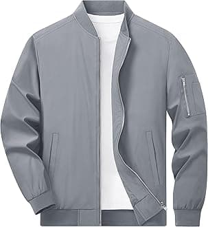 TACVASENMen's Bomber Jacket Lightweight Casual Spring Fall Windbreaker Zip Up Coat with Pocket