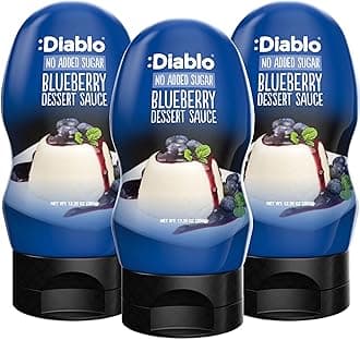Diablo No Added Sugar Dessert Sauce Blueberry – Guilt-Free Dessert Topping, Vegetarian Friendly Flavoring & Drizzle Syrup for Waffle, Pancake, Cereal, Cake, Ice Cream & More, 350g, 12.35oz - 3 Pack