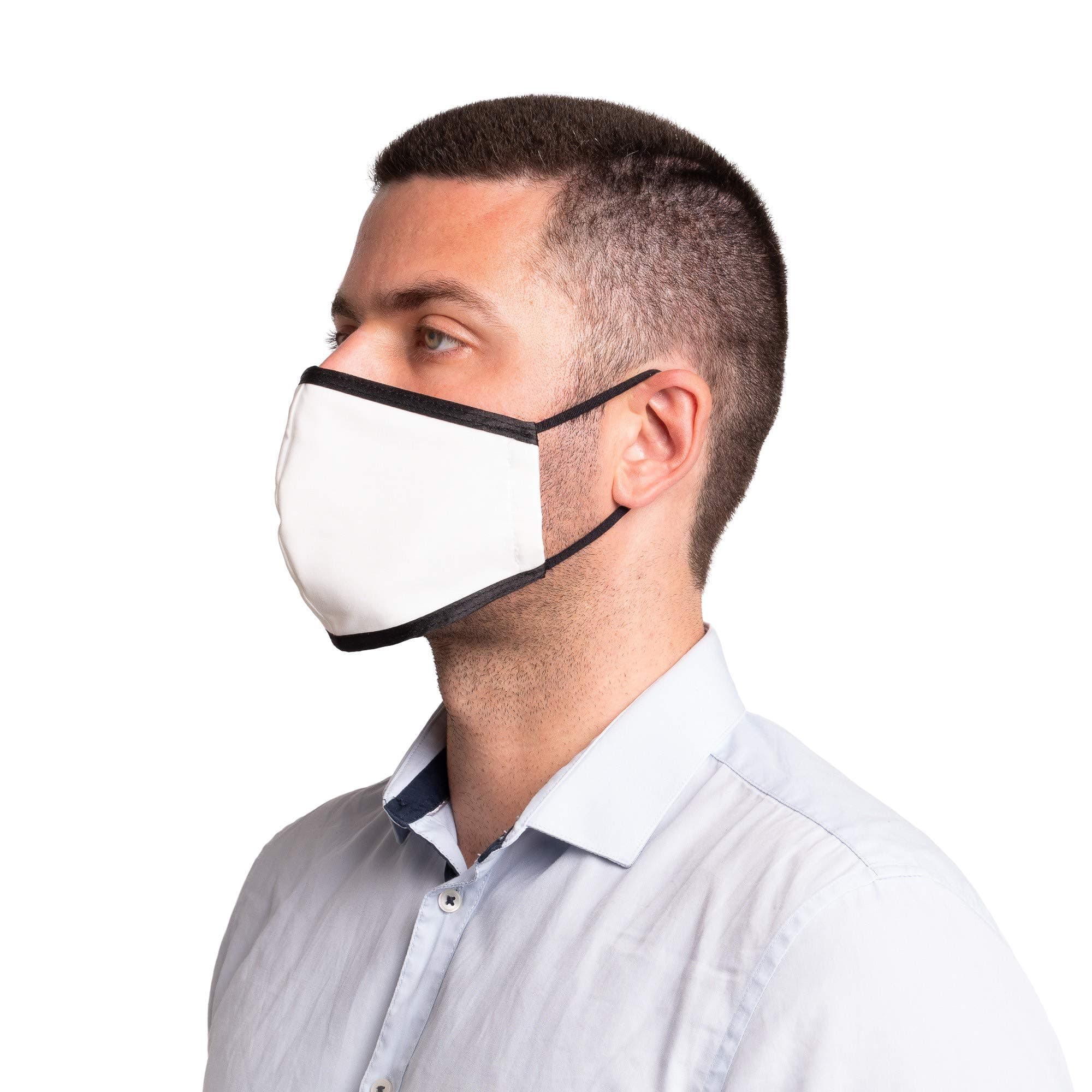 SonoMask for Men (Ear Loop, White) Adjustable, Reusable Face Masks. Durable Washable Face Mask Covers, Dual Layer Protection by Sonovia Tech Made in Israel