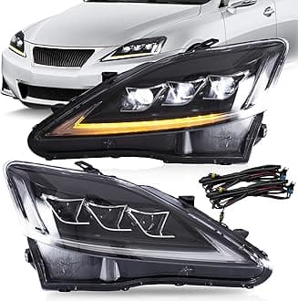 Headlights Assembly Fit for Lexus IS250/ IS250C IS350 IS350C IS220d 2006-2012, ISF 2008-2014 W/DRL, LED Front light with Sequential Turn Signal, Plug-n-Play Clear Headlamp