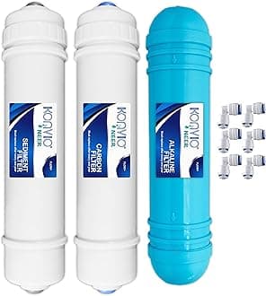 Konvio Neer 8" Alkaline Cartridge, Carbon and Sediment Filter, Inline Filter Set for all RO Water Purifier