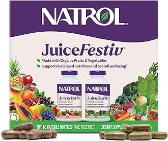 Juicefestiv Daily Fruits & Veggies Capsules, 120 Count (Two 60 Count Bottles)