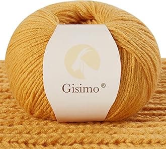 Gisimo100% Inner Mongolian Cashmere Yarn, 6-Ply Luxurious and Soft Yarn for Hand Knitting & Crocheting (Pumpkin Yellow, 1 Ball)