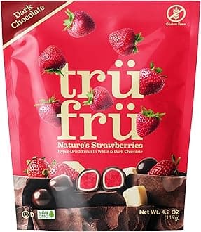 Tru Fru Nature's Strawberries Hyper-Dried Fresh in Dark Chocolate, 4.2 Ounce Bag