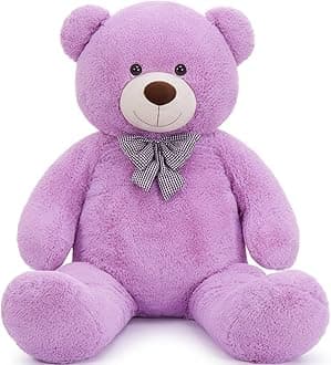 MorisMos Giant Teddy Bear Valentines for Girlfriend, 120cm Purple Big Bear Plush Cuddly Toy XXL, Large Soft Stuffed Animal Kawaii Presents for Girls Kids Women Birthday Party Decorations