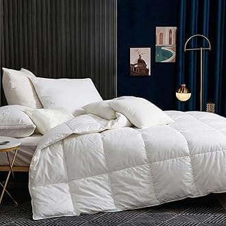 – Luxury Double Size Duvet 4.5 Tog Goose Feathers Down Summer Duvet｜600TC Breathable 100% Cotton Cover & Down Proof Fabric｜Hotel Quality Double Quilt with 8 Corner Tabs｜Machine Washable