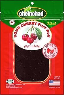 Shemshad Lavashak Sour Cherry Authentic Persian Style Fruit Leather Sour and Salty Fruit Layer Made in USA Certified Kosher 2oz لواشک آلبالو