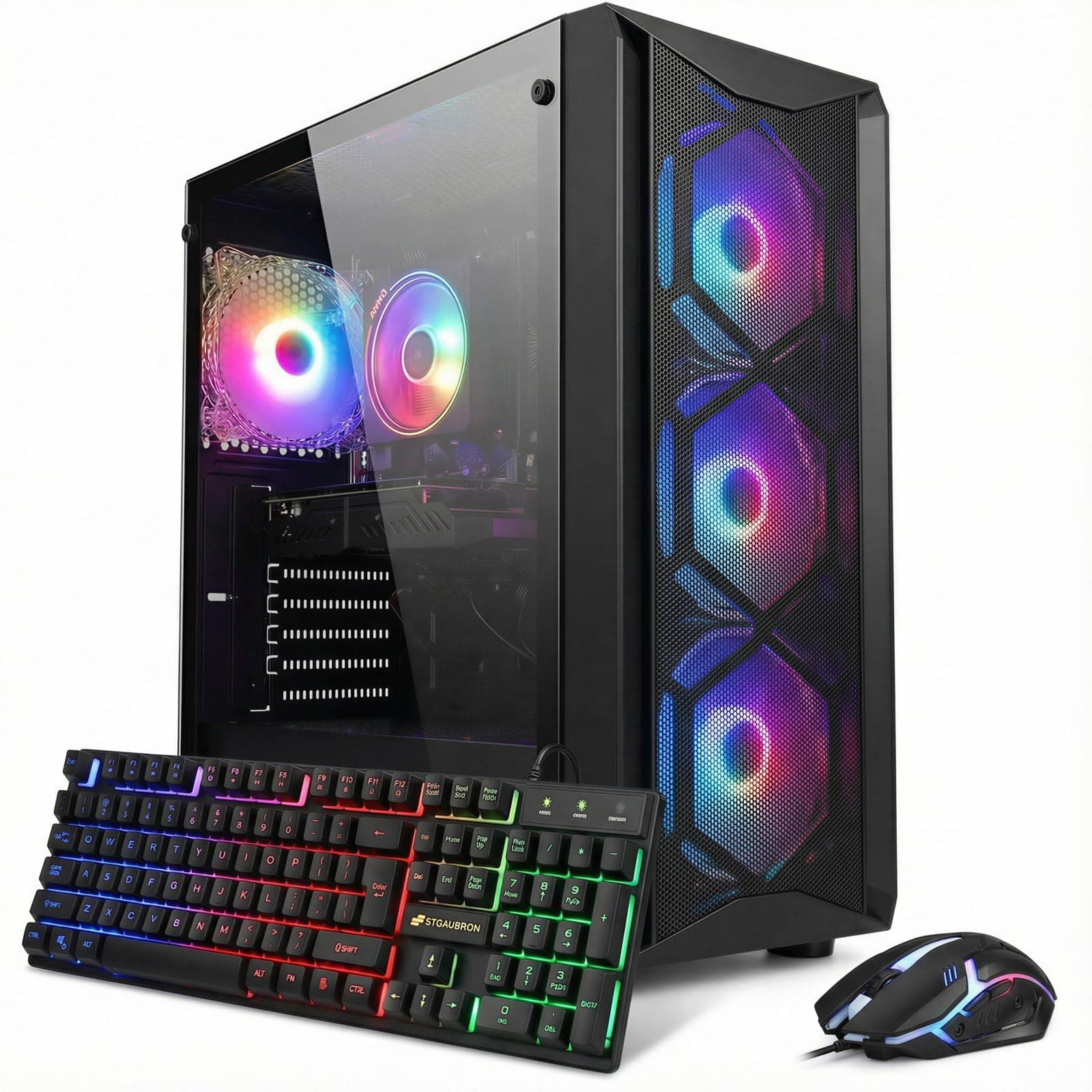 Gaming PC Computer Desktop, Intel Core i7 8th Gen up to 4.1G, GeForce RTX 3050 6G, 16G DDR4, 512G SSD, WiFi 6, BT 5.2, RGB Fan x6, Windows 11 Home