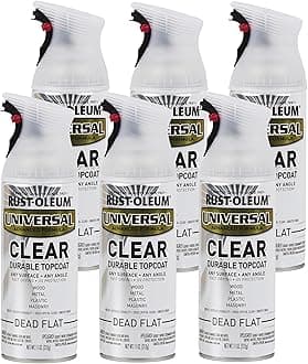 Rust-Oleum 302151-6PK Universal All Surface Clear Topcoat Spray, 11 oz, Dead Flat Clear, (Pack of 6)