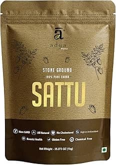 Adya Organics Chana Sattu Powder 1kg | Stone-Ground & Iron-Roasted | Organic Sattu for Drinking | High Protein, Gluten-Free, Low GI | Traditional Bihar Sattu