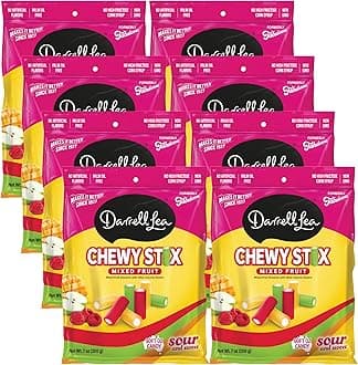 Chewy Stix, Sour & Sweet, Palm Oil Free, Made in Australia, Shareable, Sour Mixed Fruit, 7 Ounce (Pack of 8)