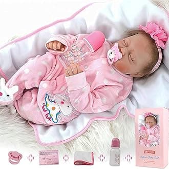 – truly soft Realistic Reborn Baby Dolls 22 inches 55 cm Click to apply Newborn Baby Girl Doll with Plush Toys, Pink Outfit, Handmade Reborn Baby Doll Looks Like a Real (Closed-Eyes Girls)