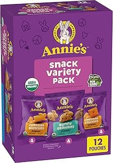 Annie's Homegrown Organic Variety Pack, Cheddar Bunnies, Bunny Grahams & Cheddar Squares, 12 Pouches