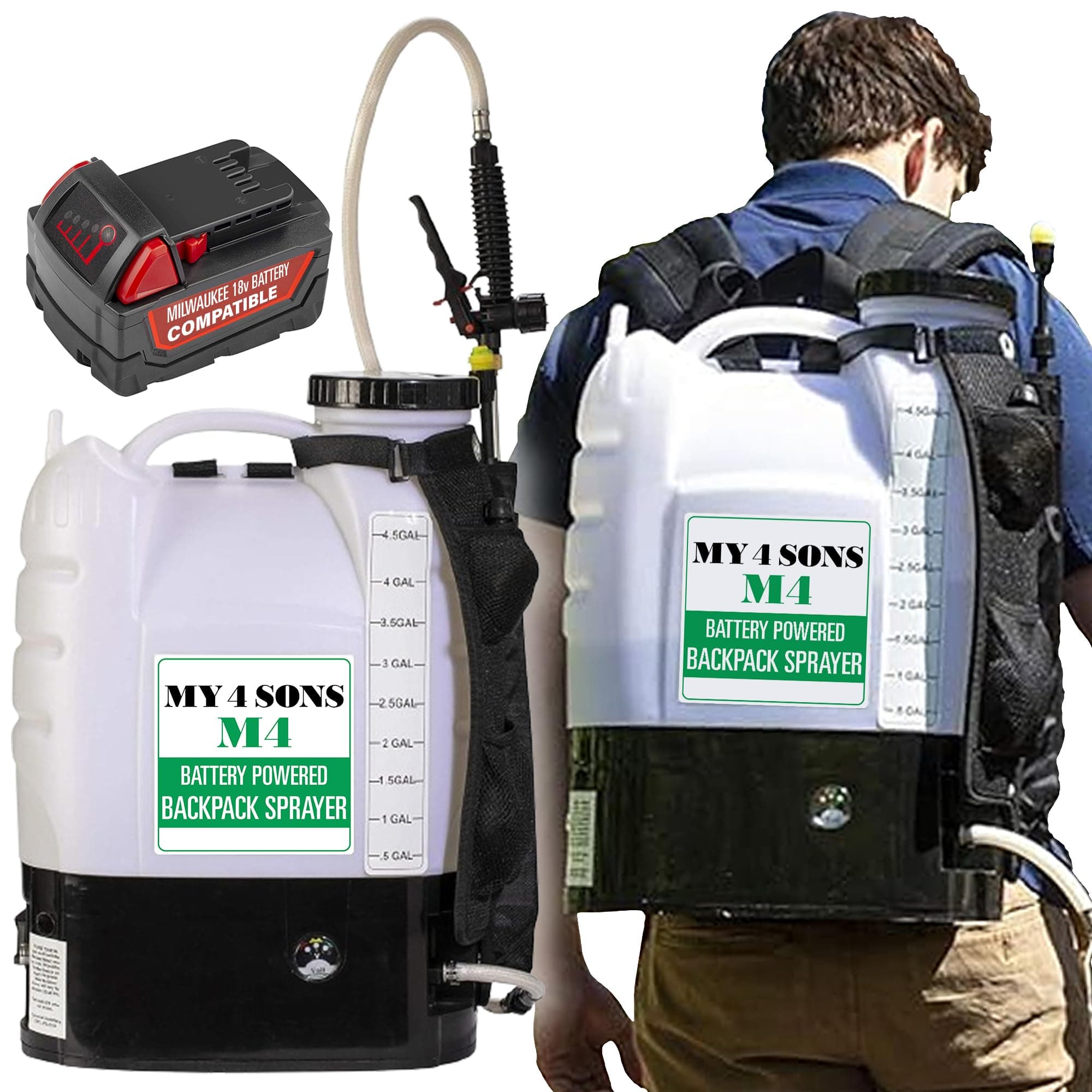 18V Milwaukee Batt (White) Compatible Backpack Sprayer