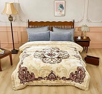 LGYKUMEG Korean Mink Blanket Heavy Fleece Blanket,Korean Blankets King Size 79" x 91"- Silky Soft and Warm, 2 Ply Printed Raschel Plush Bed Blanket,9lb
