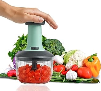 Food Chopper 650ml, 6 Blade Steel Large Manual Hand-Press Vegetable Chopper Mixer Cutter to Cut Onion, Salad, Tomato, Potato, Effortlessly Chopping Vegetables(Pack of 1)