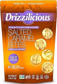 Mini Flavored Rice Cakes Salted Caramel - Rice Crisps, Healthy Snack for Adults & Kids, Vegan, Gluten Free Snack, Allergen Free, 90 Calories Per 21 Pieces - 4 oz (Pack of 1)