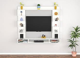 DAS Heller MINI Wall Mount Engineered Wood TV Entertainment Unit/Tv Rack Set to Box Stand with Wall Shelves for Living Room Frosty White Finish (Ideal for up to 32") Screen