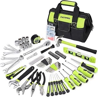 FASTPRO 236-Piece Home Repairing Tool Set, Mechanics Hand Tool Kit with 12-Inch Wide Mouth Open Storage Bag, Household Tool Set for DIY, Home Maintenance, Green