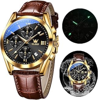 – Men's Casual Fashion Waterproof Gold Stainless Steel Band Quartz Gold Watches Gifts for Men