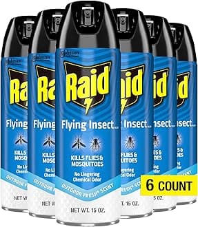 Flying Insect Killer Mosquito and Fly Control No Lingering Chemical Odor Outdoor Fresh Scent 15 Ounce (Pack of 6)