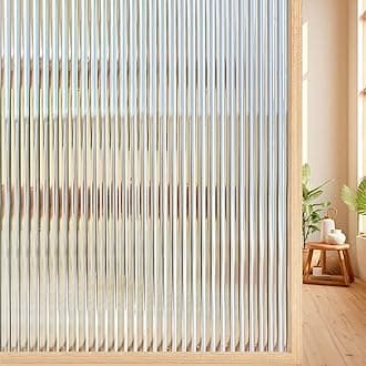 CoavasReeded Glass Window Privacy Film: 3D Decorative Window Film with Adhesive, Day and Night Pivacy Window Film for Bathroom, Static Cling, 45.5 x 157.5 inches