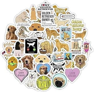 BulbaCraft 100Pcs Golden Retriever Stickers for Water Bottle and Laptop - Golden Retriever Party Favors & Decorations, Waterproof Vinyl Decals, Cute Dog and Pet Stickers, Gifts for Women & Men