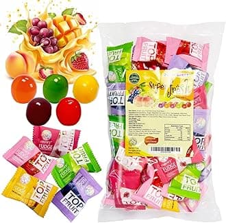 Assorted 5 Fruits Flavored Gummy Candy Snack 1LB, Vegan, 70% Real Juice Content, Allergy Friendly, Soft & Chewy Juicy Gummi Candy Individually Wrapped Variety Pack Bulk
