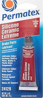 Permatex 24129 Silicone Ceramic Extreme Brake Parts Lubricant: Prevents Disc Squeal and Protects Caliper Pins, Sleeves, Bushings, and Pistons from Seizing 0.5oz