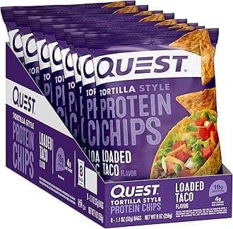 Quest Nutrition Tortilla Style Protein Chips, Loaded Taco, Low Carb, Gluten Free, Baked, 1.1 Ounce (Pack of 8)
