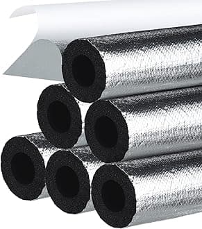 Kingdder 6 Pcs Pipe Insulation Foam Tube Self Adhesive Insulation Wrap for Copper Pipe Pre Slit Clamp Highly Insulated Foam for Outdoor Winter Irrigation, Sprinkler(1.3 Ft x 1.34 Inch)