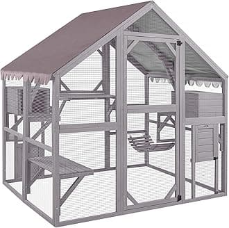 Aivituvin Catio Outdoor Cat Enclosure Large Cat Run with Bridges, Walks, Small Houses, Roof Cover 28.27 ft²