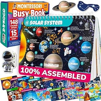 QUOKKA Montessori Busy Book for Ages 4-8 - Pre K Toddler Learning Activities for Homeschooling - My Preschool Busy Book for Toddlers 3-5 - 15 Kids Educational Solar System Activities