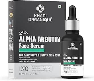 Khadi Organique Alpha Arbutin 2% + Hyaluronic Acid 1% Face Serum for Pigmentation & Dark Spots, Anti-pigmentation, Blemishes, Acne Marks & Tanning For Men & Women, 30Ml