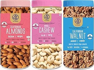 41 Foods Premium Dry Fruits Combo of Almonds Cashews and Walnuts | Pack of 3 | 150g Each | 450g.
