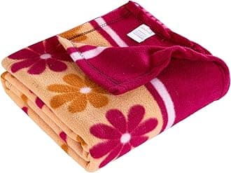 VAS COLLECTIONS - 300 TC All Season Solid/Plain/Printed Light Weight Polar Fleece Single Bed Blanket Lightweight, (152 x 230 cm, Red, Pink & Beige)