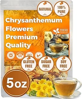 FreshDrinkUS, Premium 5oz Chrysanthemum Flowers, 100% Natural & Pure Chrysanthemum Flower Dried, Chrysanthemum Herbal Tea, No Additives, No Caffeine, Vegan