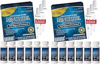 MINOXIDIL Hair Regrowth Treatment 5% Extra Strength for Men, 2 fl oz (12-Month Supply with 6 Droppers)