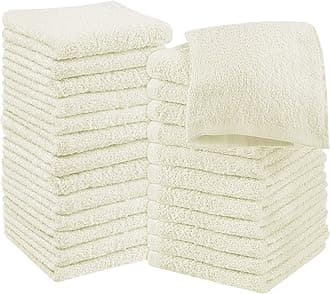 Utopia Towels 24 Pack Cotton Washcloths Set - 100% Ring Spun Cotton, Premium Quality Flannel Face Cloths, Highly Absorbent and Soft Feel Fingertip Towels (Ivory)OEKO-TEX STANDARD 100