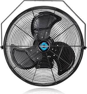 Tornado 20 Inch Outdoor Wall Mount Fan High Velocity Metal Misting Fan For Commercial, Industrial, Residential, Greenhouse Use 3 Speed 4750 CFM 5 Nozzles UL Safety Listed