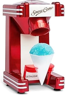 - Nostalgia Snow Cone Shaved Ice Machine - Makes 20 Icy Treats - Includes 1 Reusable Plastic Cup - Retro Red