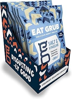 Eat Grub Crunchy Roasted Crickets Salt and Vinegar Insect Snack 15g 12 Pack (180g)