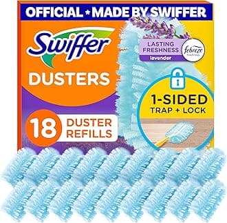 Swiffer Dusters Refill for Cleaning, Feather & Microfiber Duster Disposable Alternative, for Dusting Furniture, Blinds, Ceiling Fans, Walls, Helps Remove Allergens, Lavender, 18ct (Pack of 4)