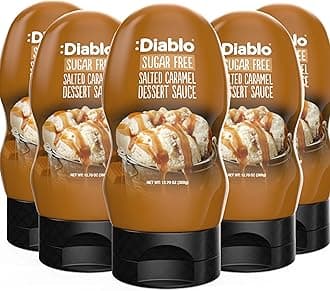 Diablo Sugar Free Dessert Sauce - Gluten-Free Syrup, Drizzle Sweetener, Keto Friendly Flavoring Topping, Perfect for Gifting, No Added Sugar - Salted Caramel, 360g, 12.70oz - 5 Packs