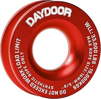 DAYDOOR Winch Recovery Ring, 66,000 Lbs Winch Towing Ring for Soft Shackle and Synthetic Rope, ATV UTV SUV Truck Off-Road Vehicle Towing Recovery(Red)