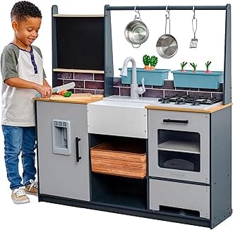 KidKraft Wooden Farm to Table Play Kitchen with EZ Kraft Assembly™, Lights & Sounds, Ice Maker and 17 Accessories