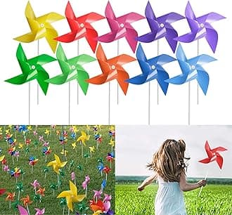 100 Pcs Pinwheels, 10 Mixed Colors Toy Wind Spinners and Party Favors Gifts for Kids, Outdoor Decorational Pinwheels for Yard and Garden
